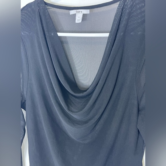 Bar III Women's Cowlneck Long-Sleeve Mesh Top, Created for Macy's SIZE: L - Picture 2 of 5